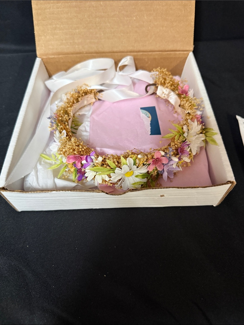 Floral Daisy Crown Headband for Kids - Pink & White